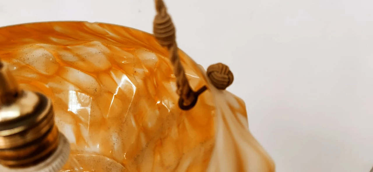 Lampadario in vetro sospeso da corde, anni '50 1