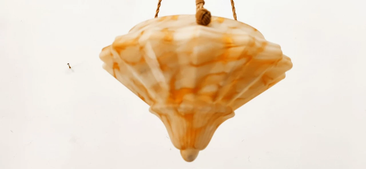Lampadario in vetro sospeso da corde, anni '50 2