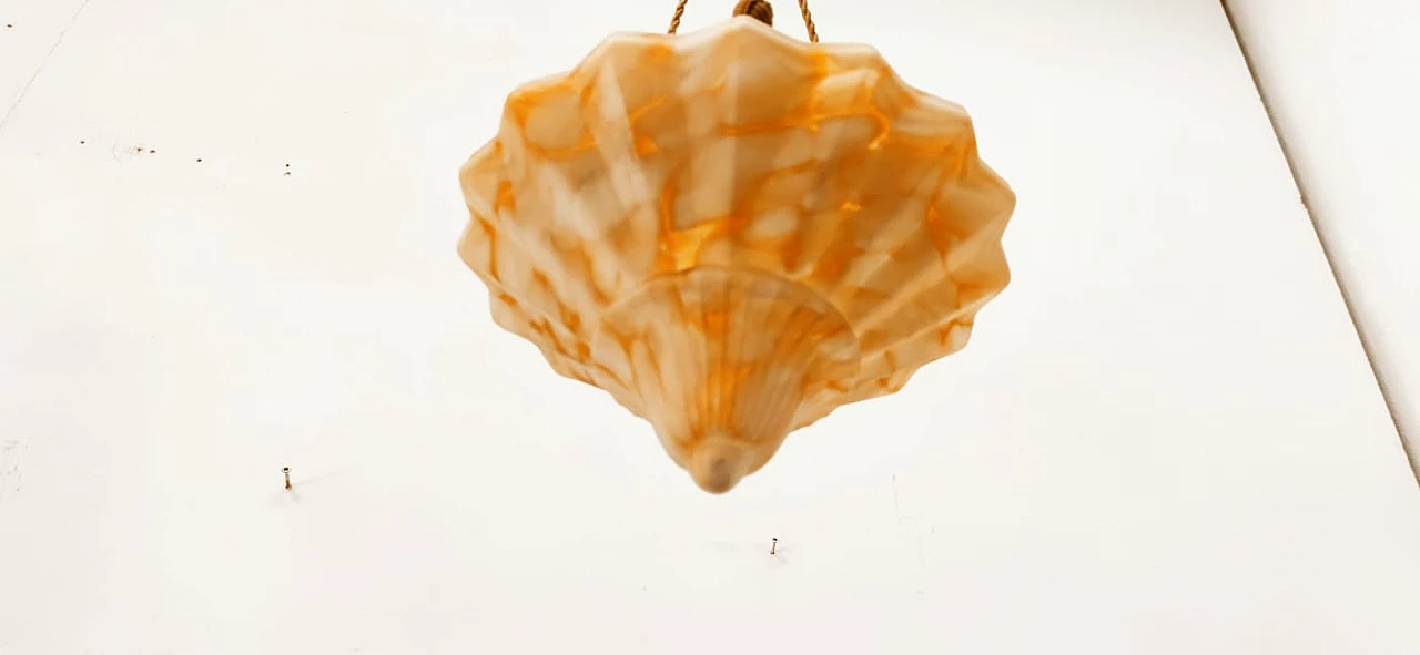 Lampadario in vetro sospeso da corde, anni '50 3