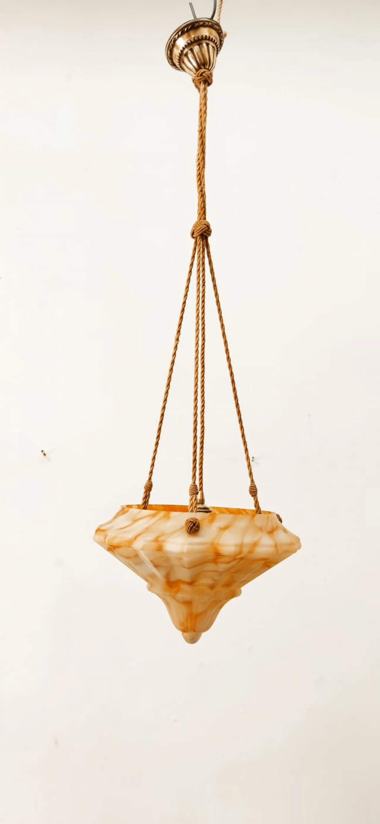 Lampadario in vetro sospeso da corde, anni '50 11