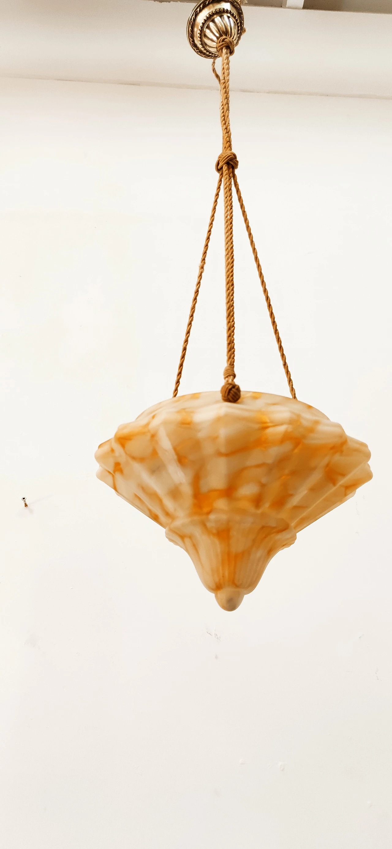 Lampadario in vetro sospeso da corde, anni '50 15