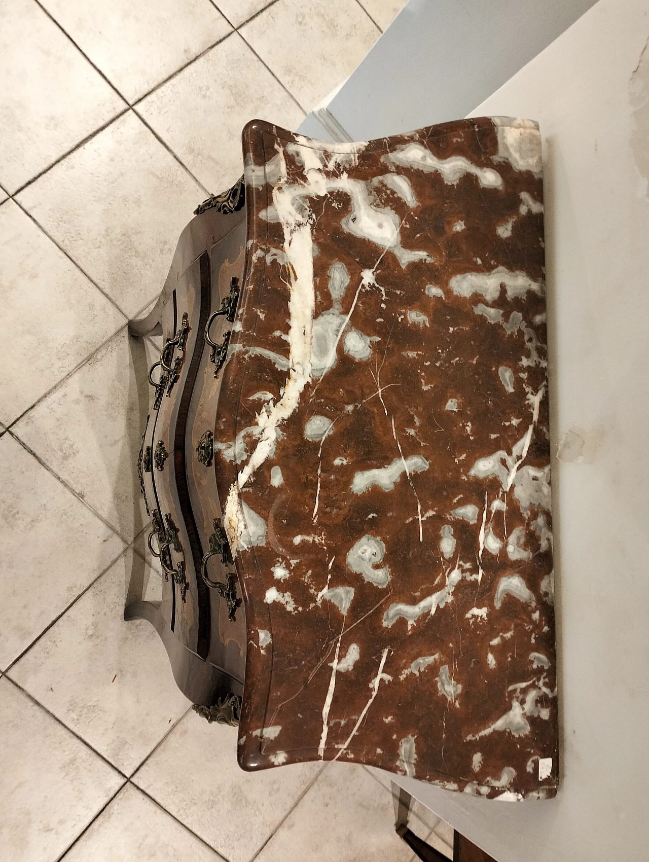 Cassettiera Luigi XVI con piano in marmo Rosso Francia, '700 8