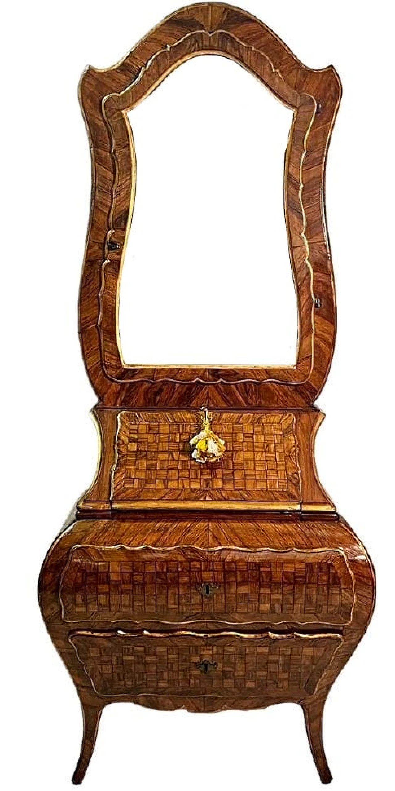 Piedmontese veneered and inlaid walnut trumeau, 18th century 10