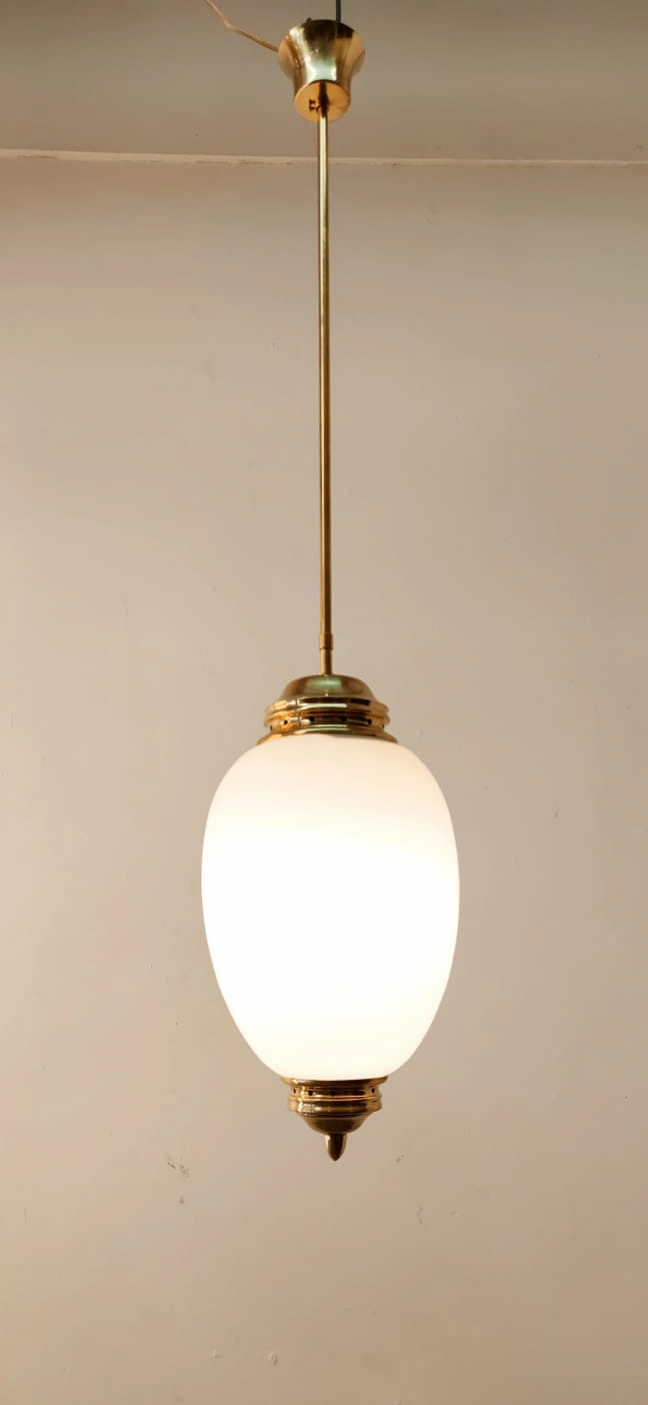 Brass and glass hanging lamp by Luigi Caccia Dominioni, 1960s 2