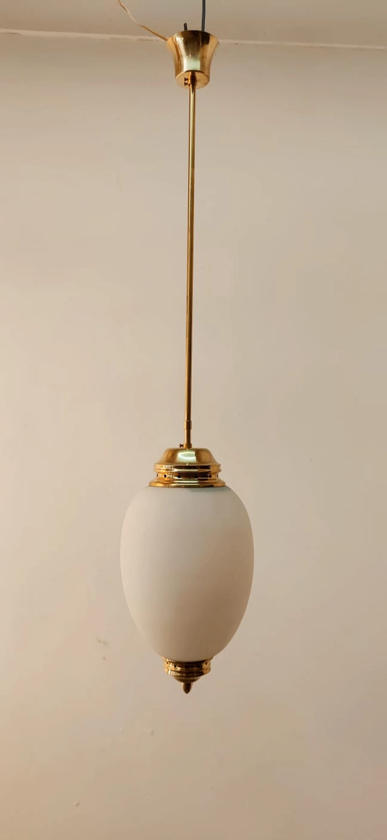 Brass and glass hanging lamp by Luigi Caccia Dominioni, 1960s 3