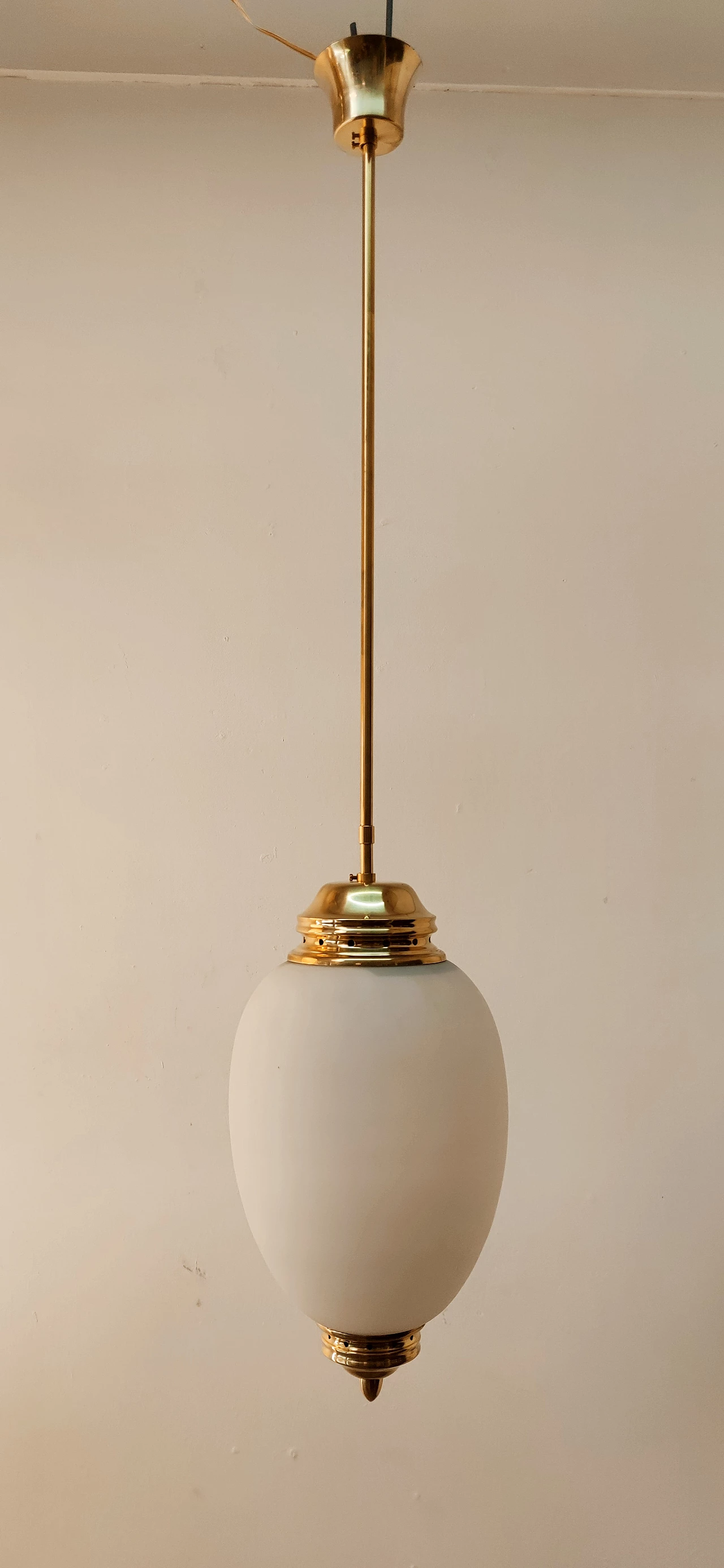 Brass and glass hanging lamp by Luigi Caccia Dominioni, 1960s 12
