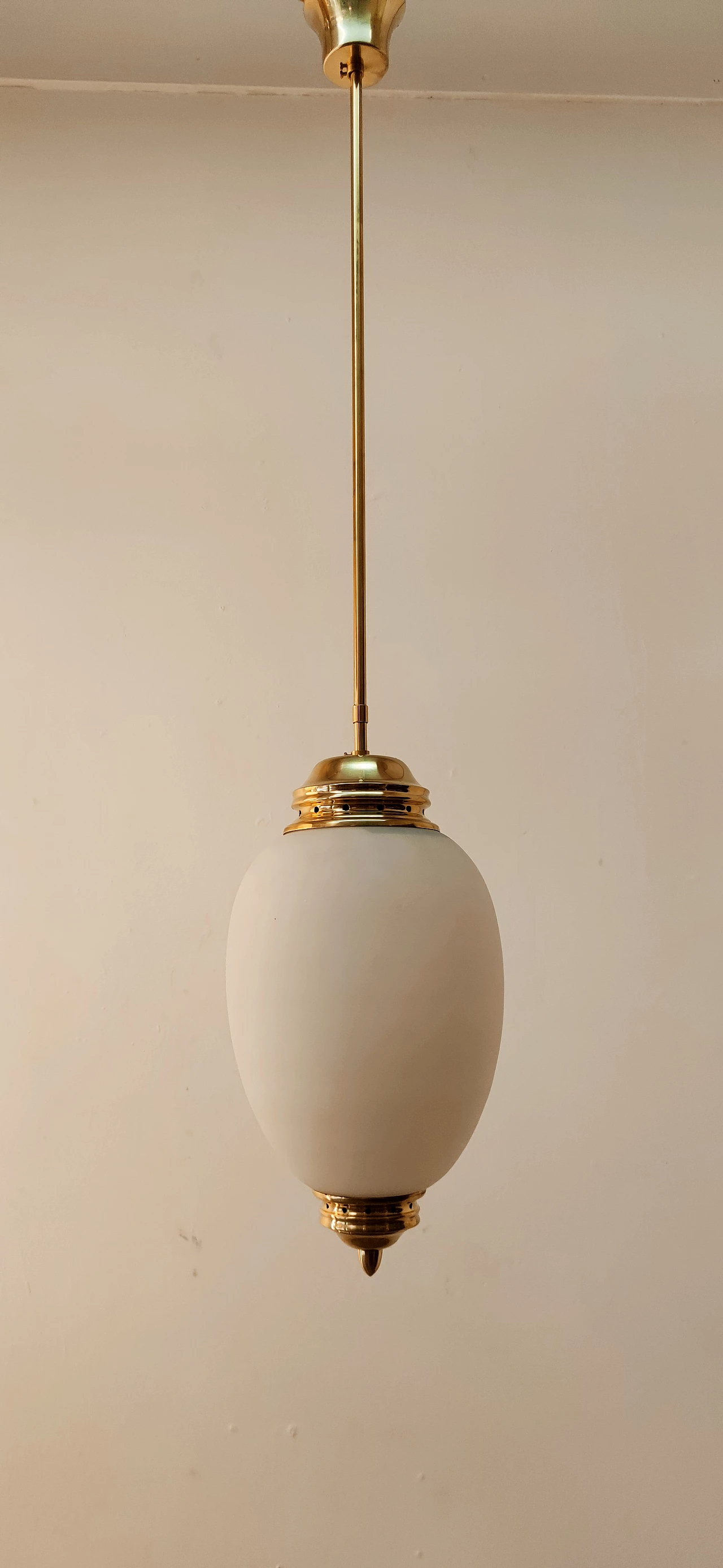 Brass and glass hanging lamp by Luigi Caccia Dominioni, 1960s 13