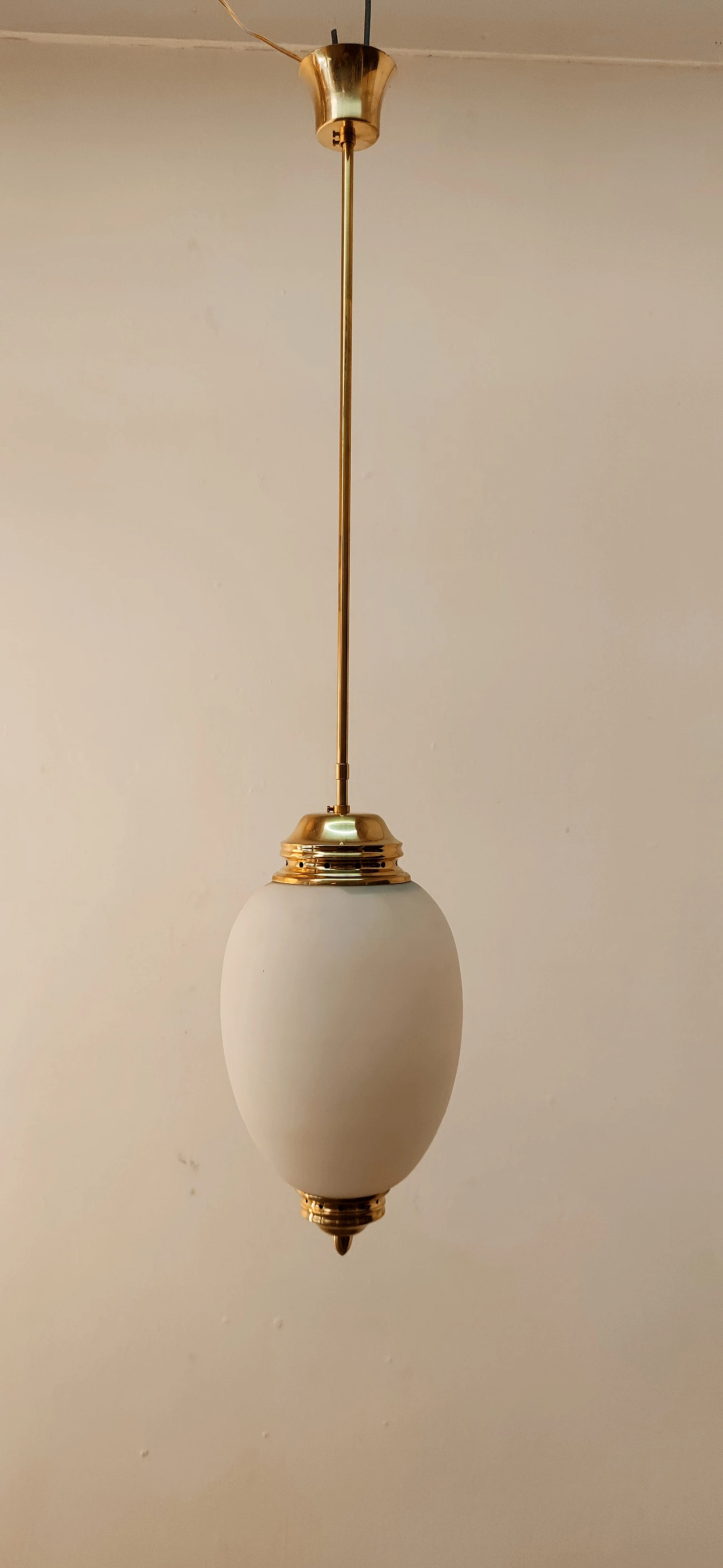Brass and glass hanging lamp by Luigi Caccia Dominioni, 1960s 16