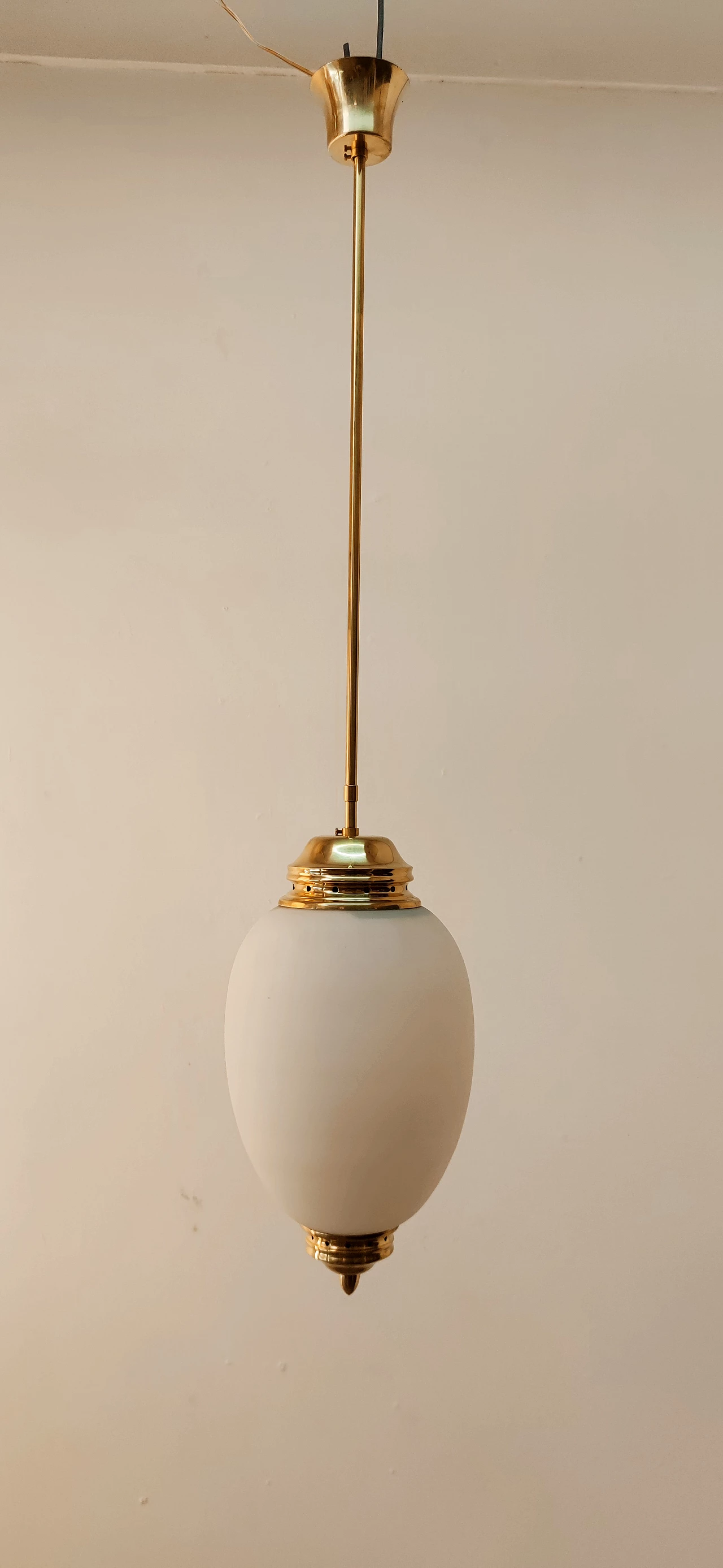 Brass and glass hanging lamp by Luigi Caccia Dominioni, 1960s 17