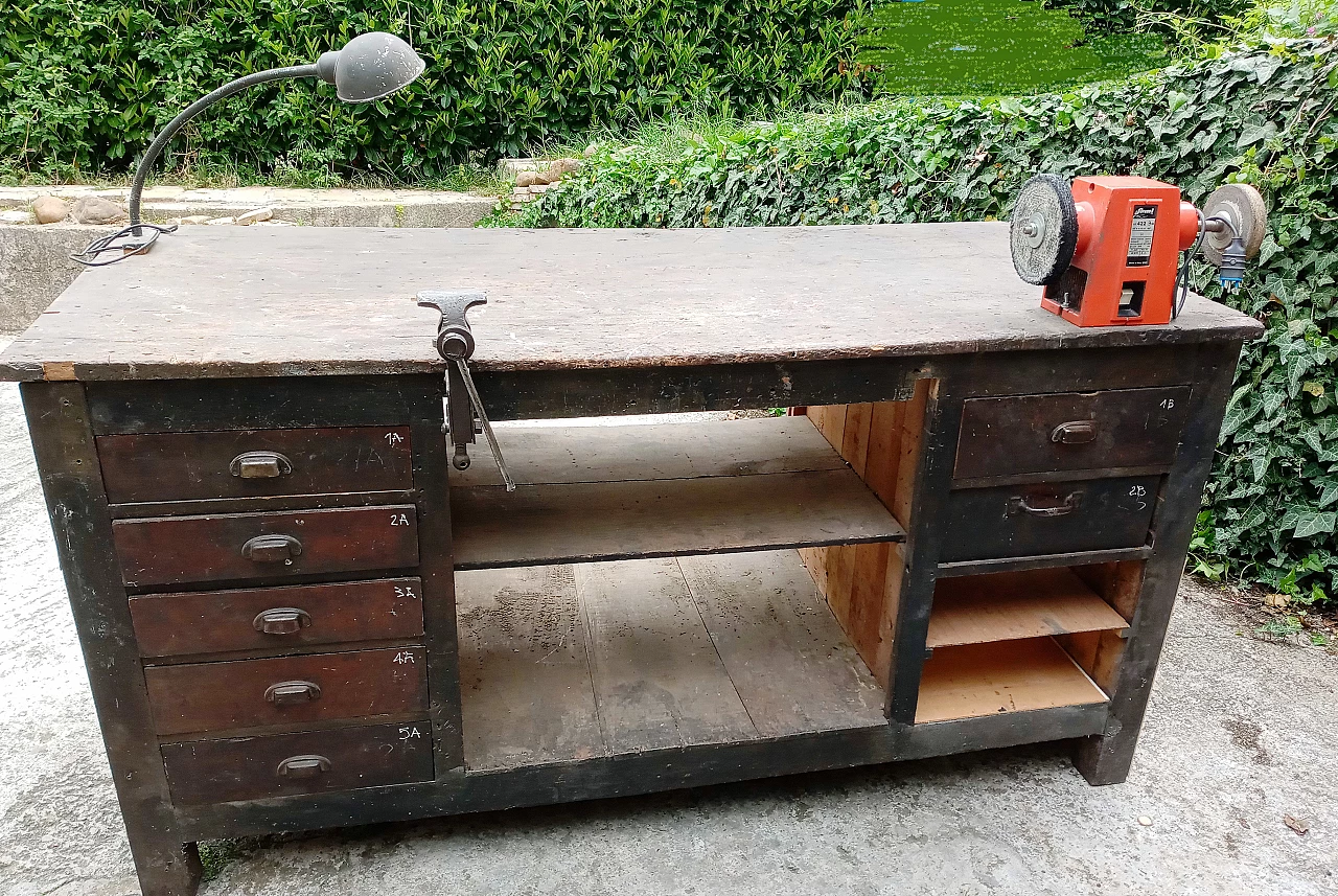 Workbench with vice and sander, 1940s 1