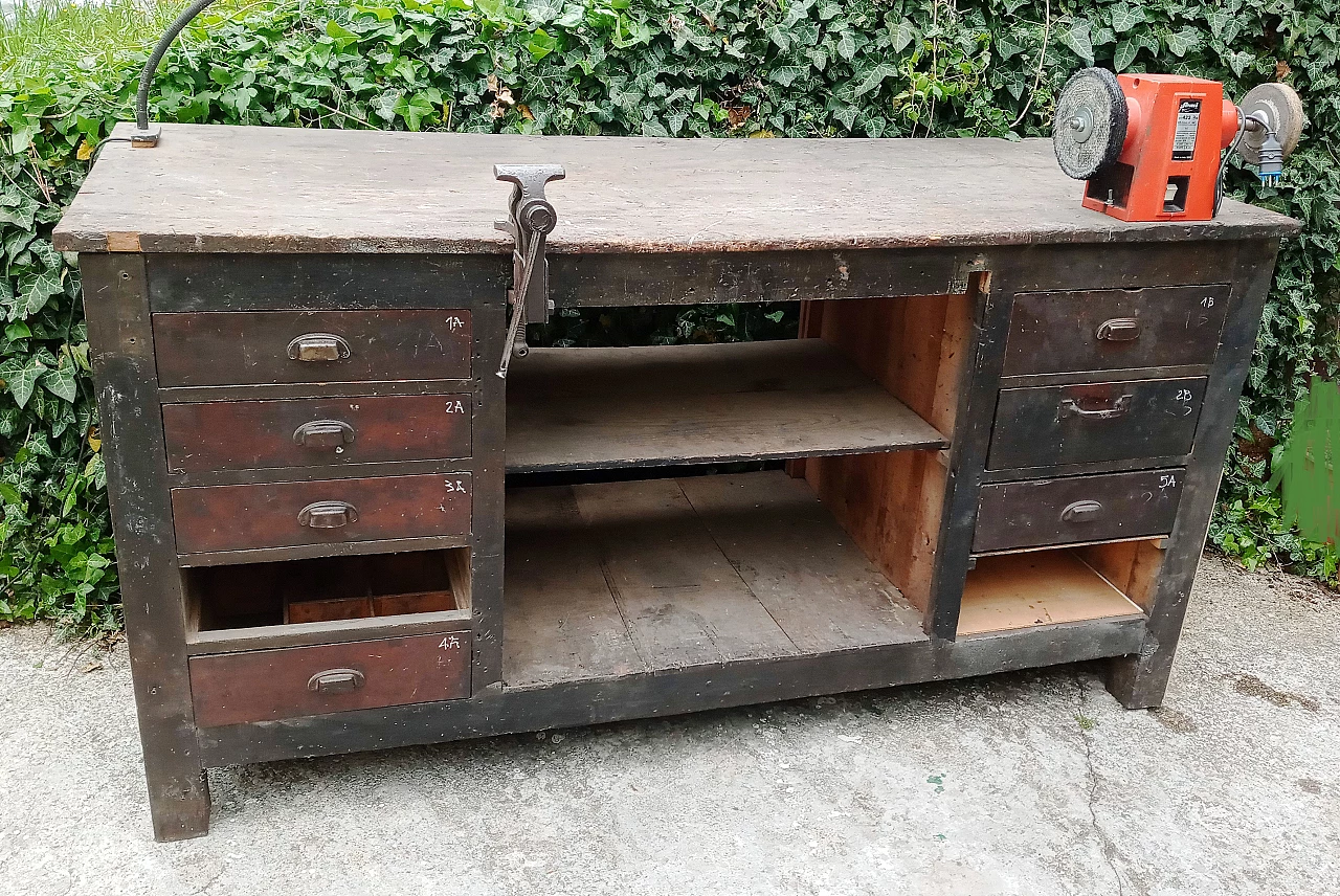 Workbench with vice and sander, 1940s 2