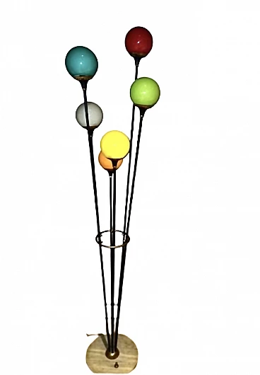 Alberello floor lamp made of metal, glass and marble for Stilnovo, 1950s