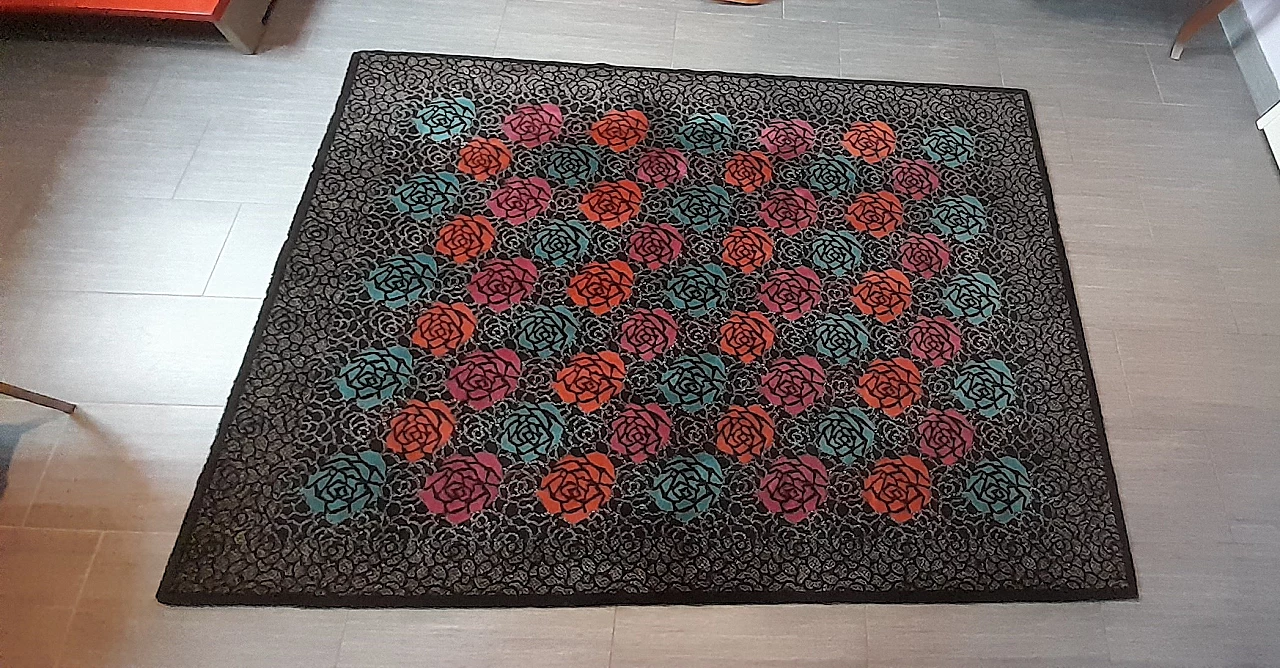 Tappeto con rose colorate di Ottavio Missoni per T&J Vestor, anni '80 7