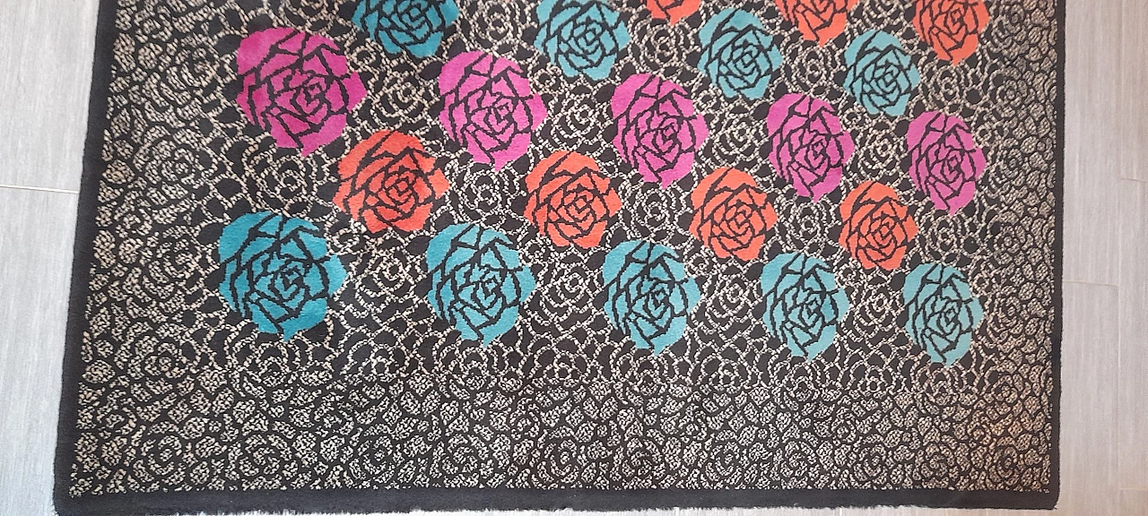 Tappeto con rose colorate di Ottavio Missoni per T&J Vestor, anni '80 8
