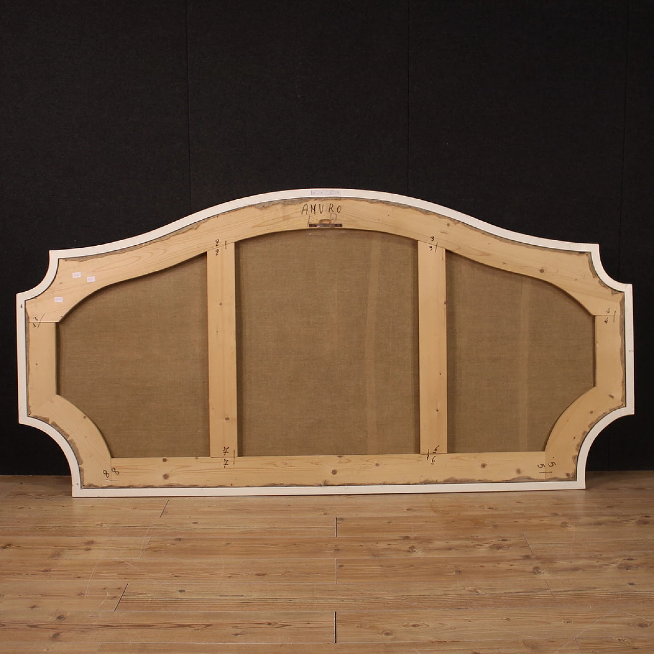 Veduta con architetture e cornucopie, dipinto a tempera su tela, '700 7