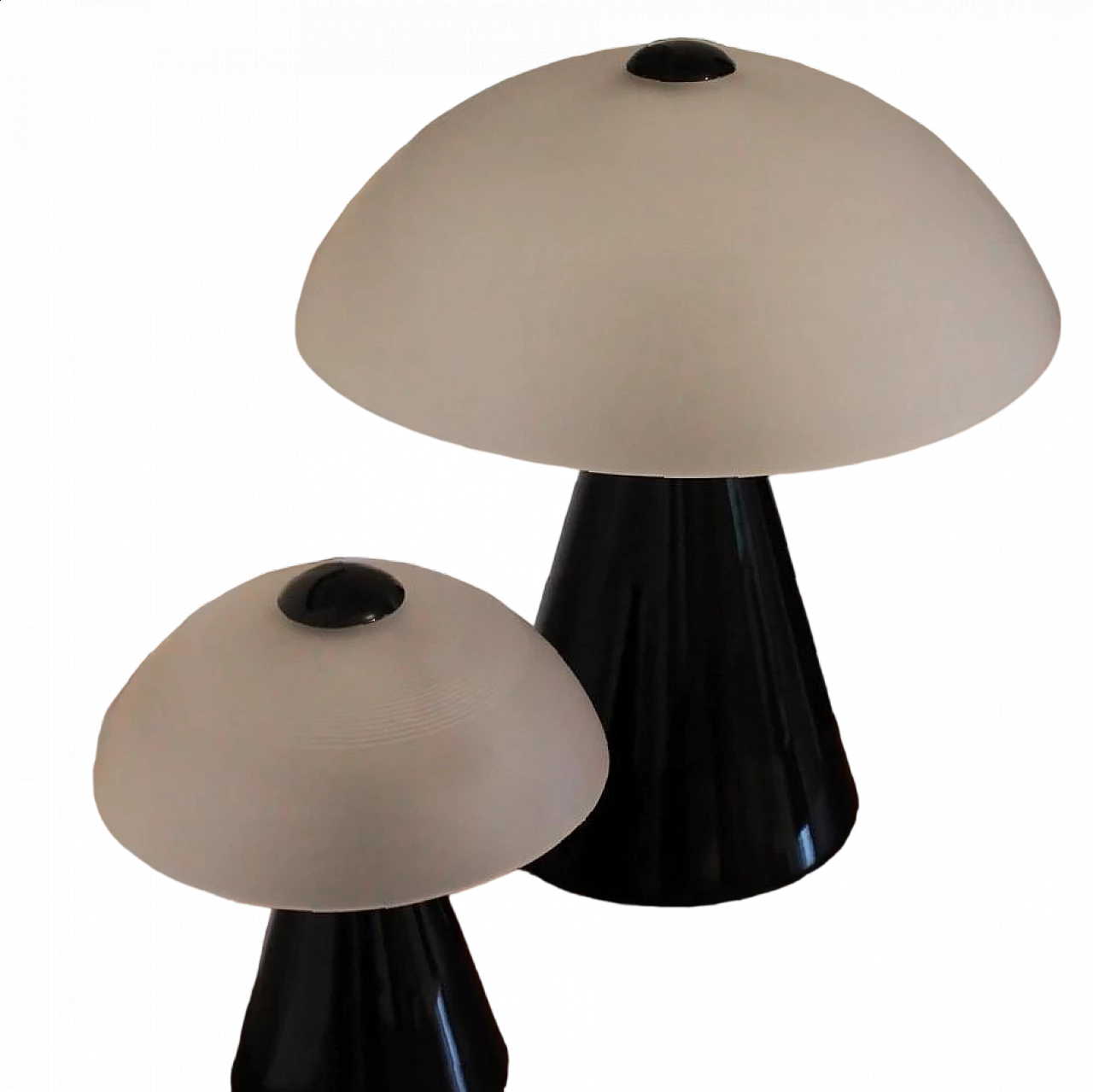 Pair of Murano glass table lamps with metal base by F. Fabbian, 1970s 6