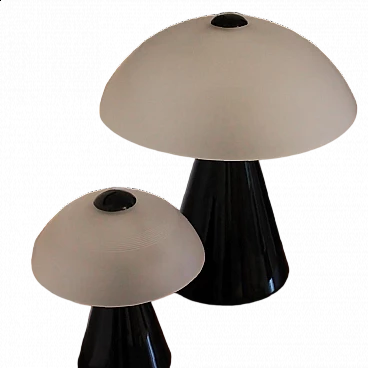 Pair of Murano glass table lamps with metal base by F. Fabbian, 1970s