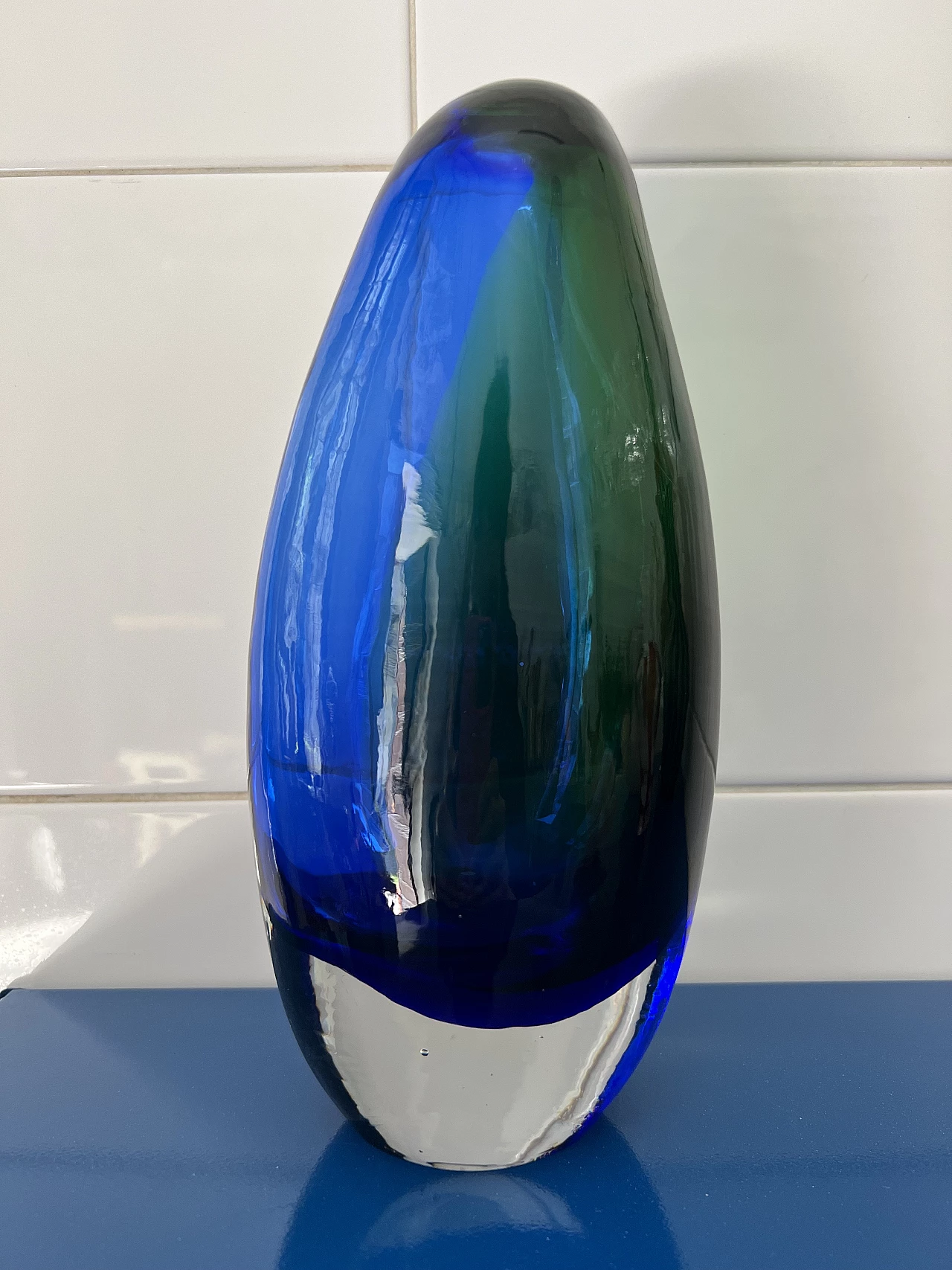 Blue and green Murano glass vase by Flavio Poli for Seguso, 1970s 2