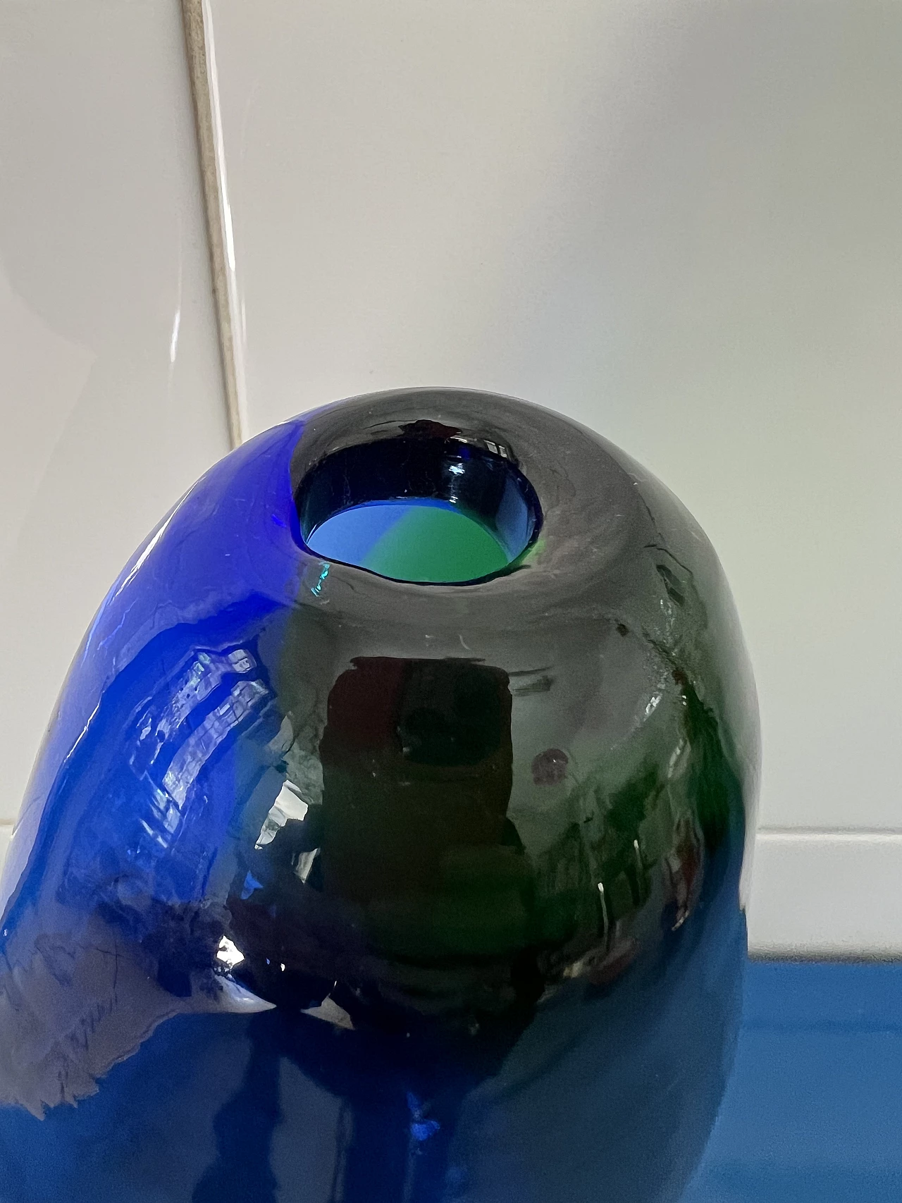 Blue and green Murano glass vase by Flavio Poli for Seguso, 1970s 3