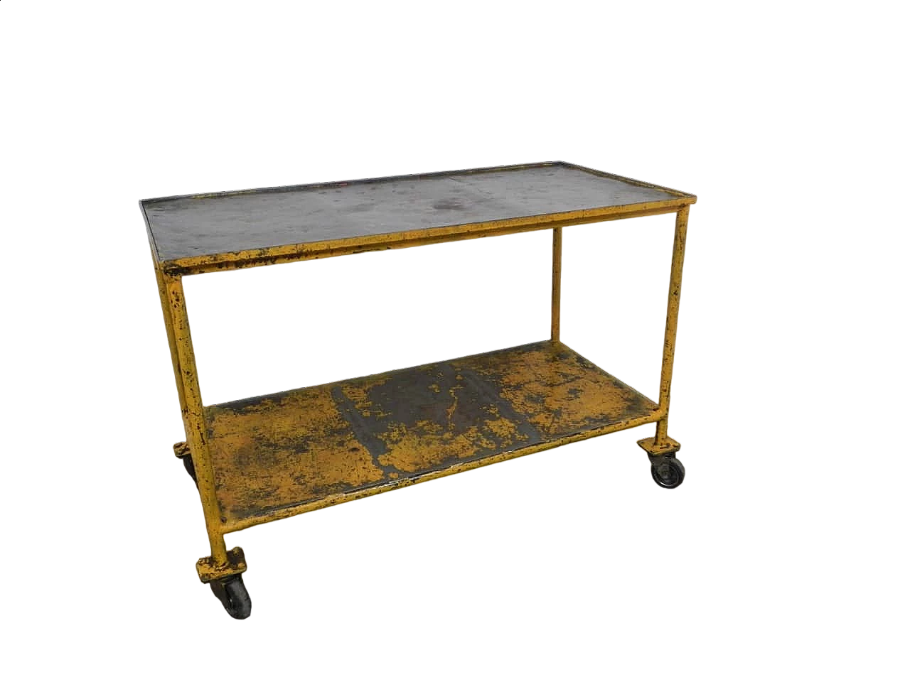 Yellow iron industrial cart, 1960s 11