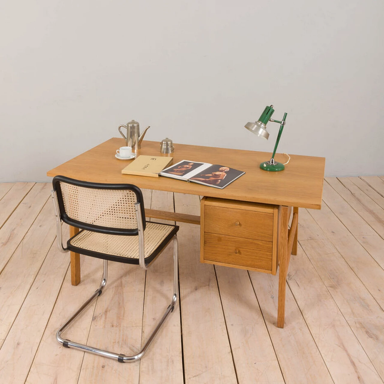 Danish oak 156 desk by Hans J. Wegner for Getama, 1970s 1