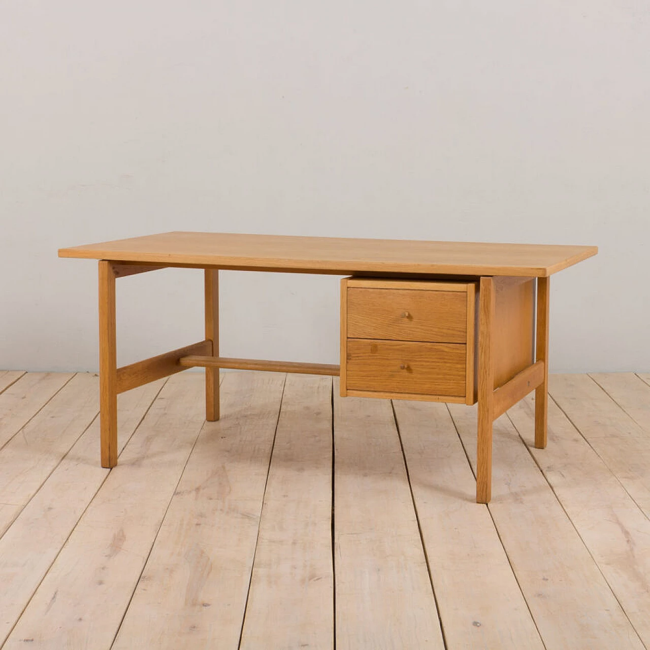 Danish oak 156 desk by Hans J. Wegner for Getama, 1970s 3