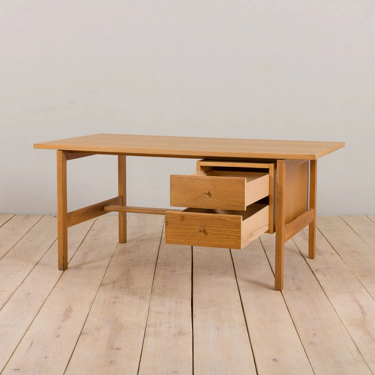 Danish oak 156 desk by Hans J. Wegner for Getama, 1970s 4