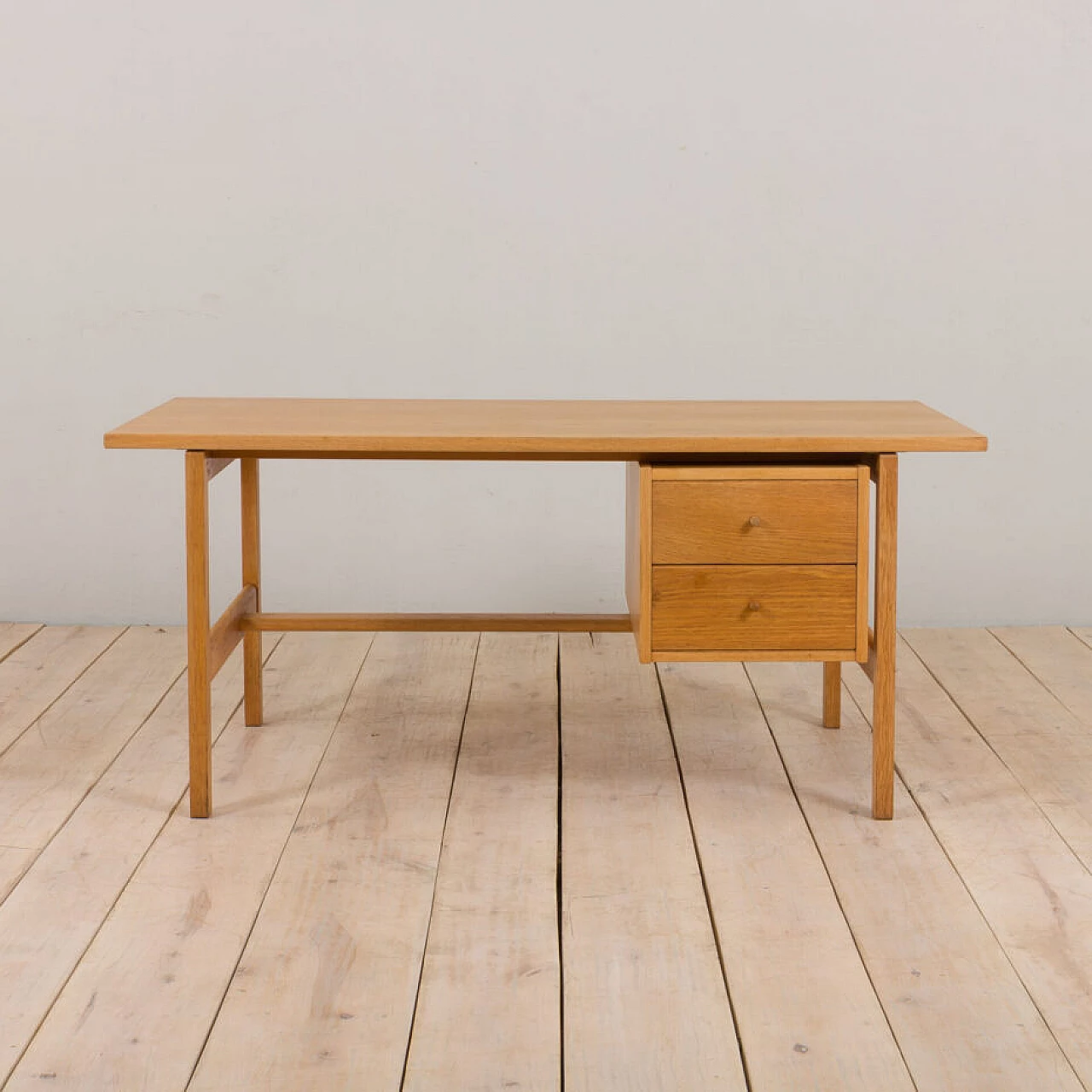 Danish oak 156 desk by Hans J. Wegner for Getama, 1970s 5