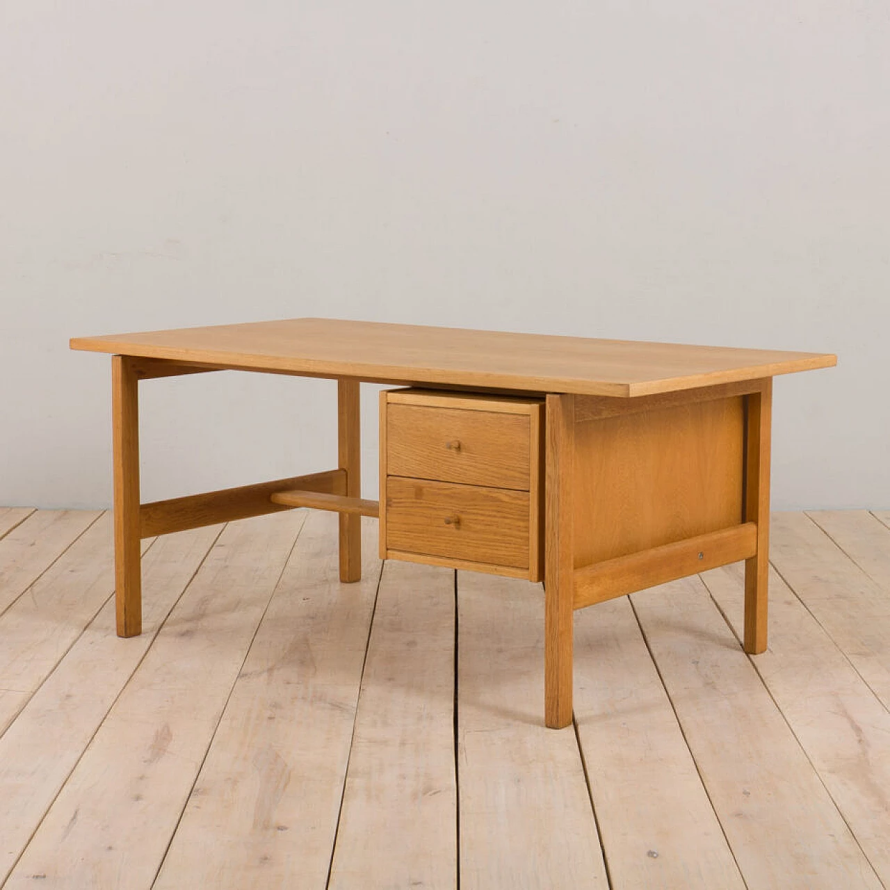Danish oak 156 desk by Hans J. Wegner for Getama, 1970s 13