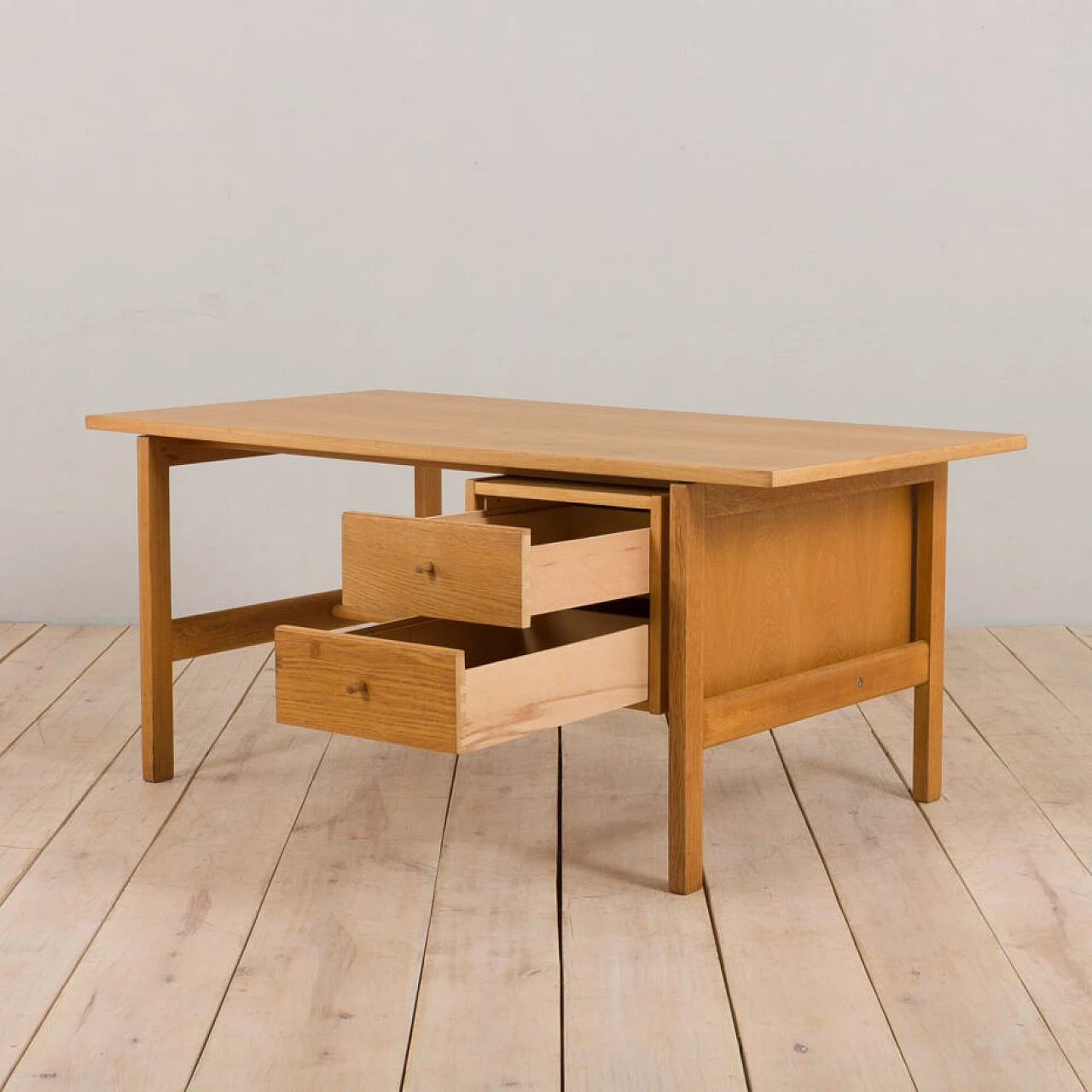 Danish oak 156 desk by Hans J. Wegner for Getama, 1970s 14