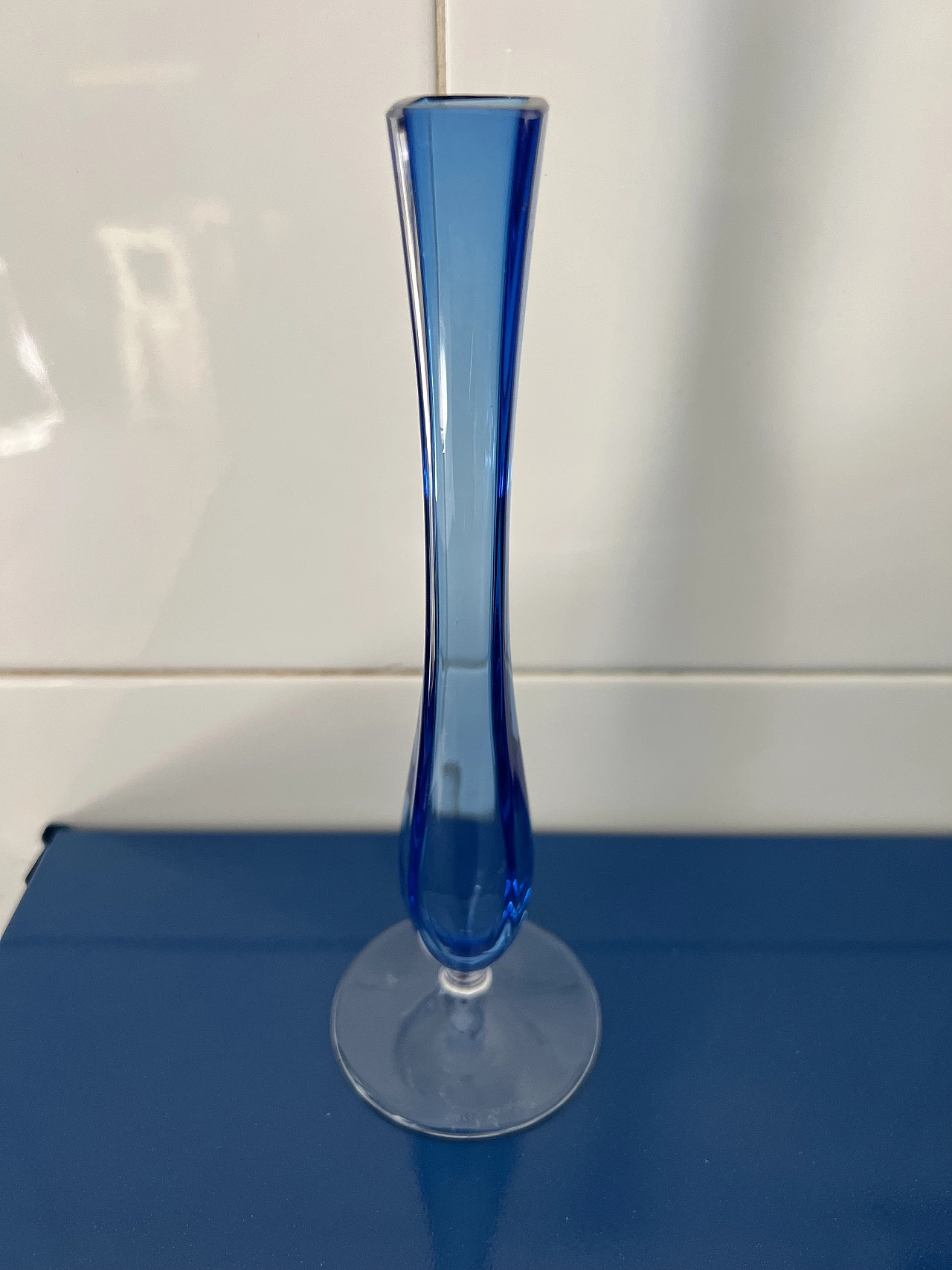 Light blue and transparent glass vase by Val Saint Lambert, 1970s 2