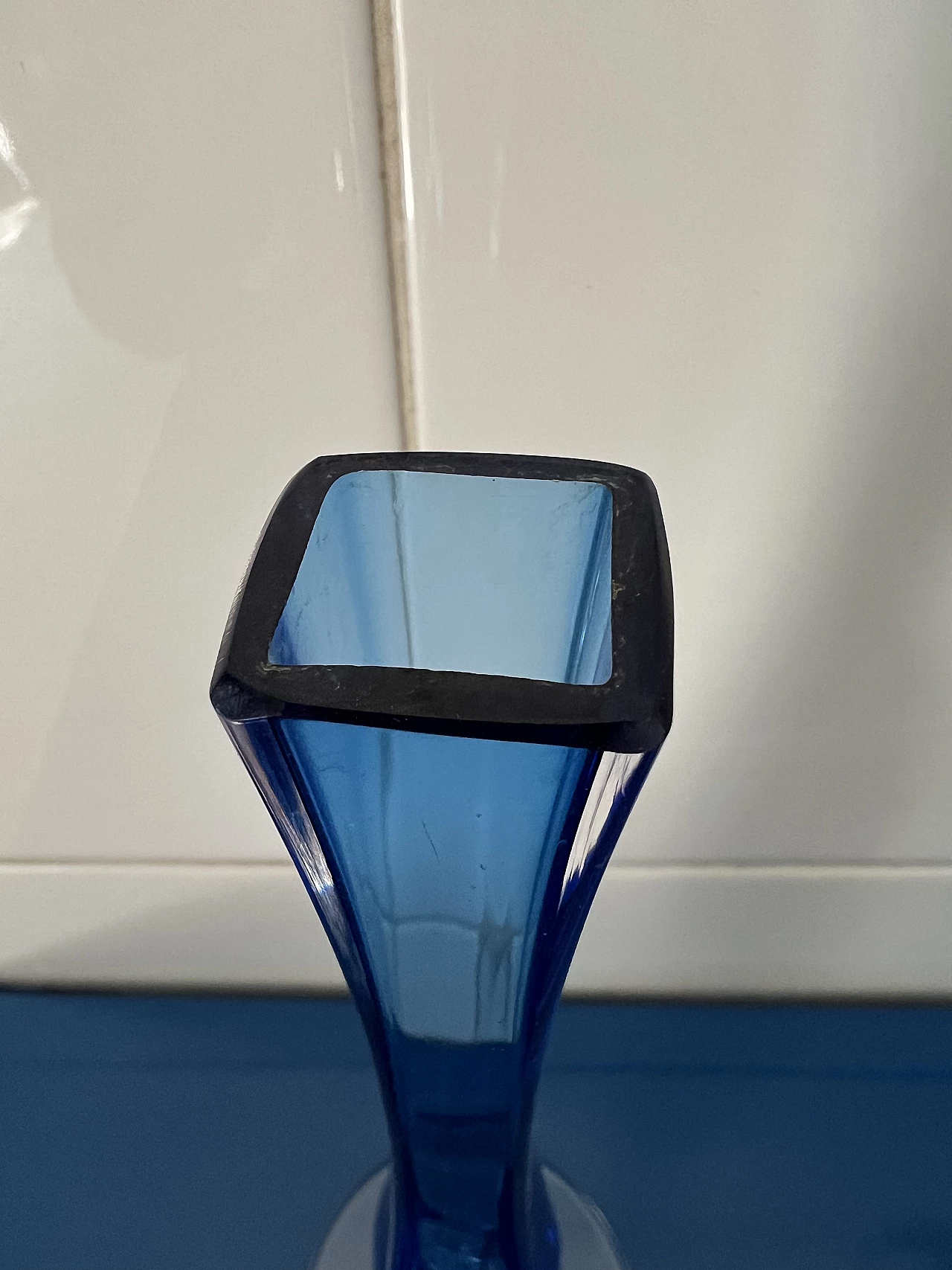 Light blue and transparent glass vase by Val Saint Lambert, 1970s 3