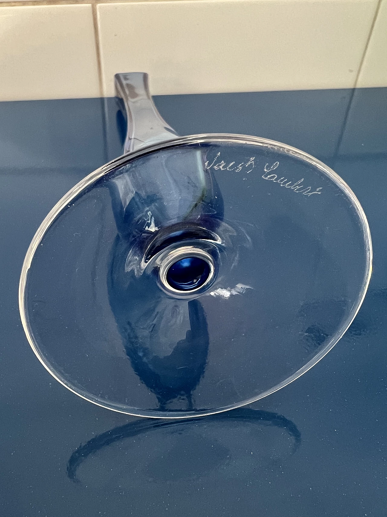 Light blue and transparent glass vase by Val Saint Lambert, 1970s 4