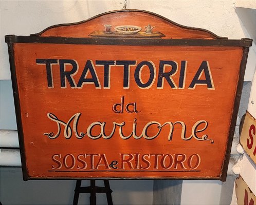 Insegna in metallo di trattoria, anni '50 intOndo