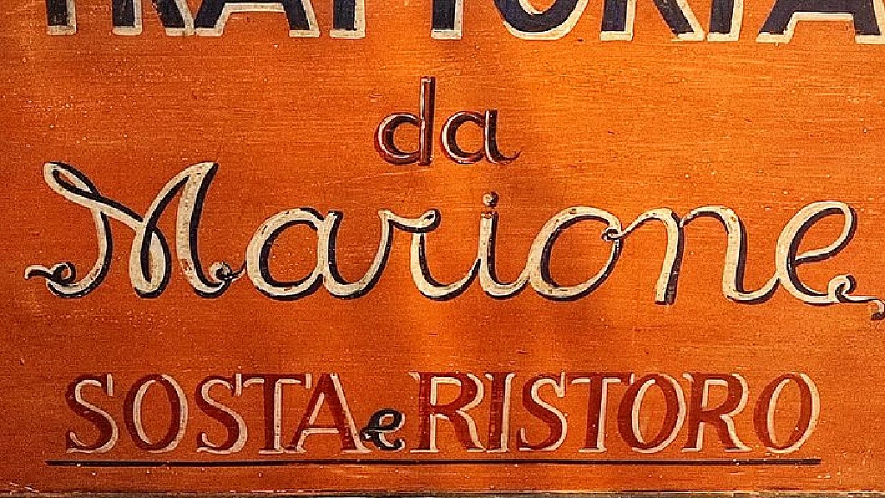 Insegna in metallo di trattoria, anni '50 3