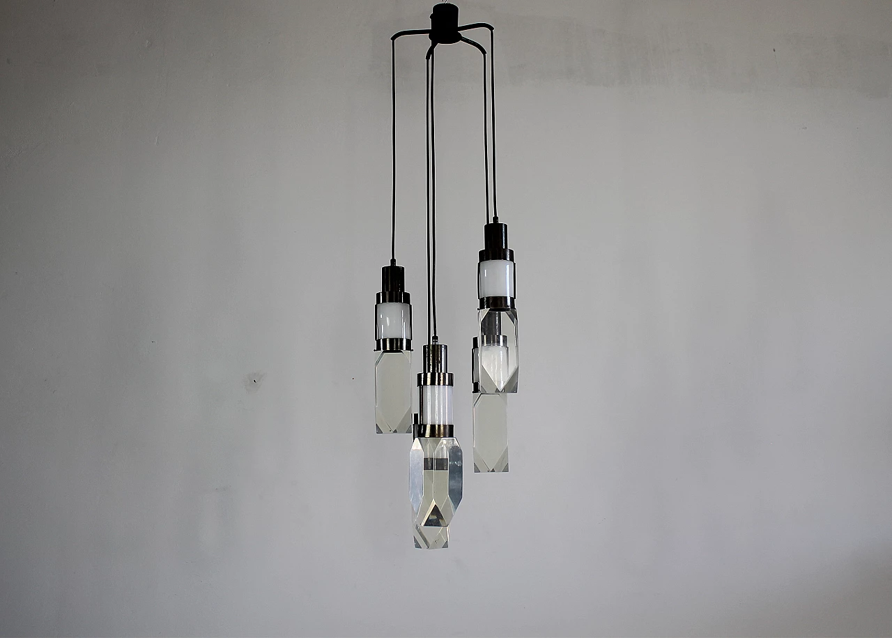 Metal and perspex chandelier by Gaetano Missaglia, 1970s 2
