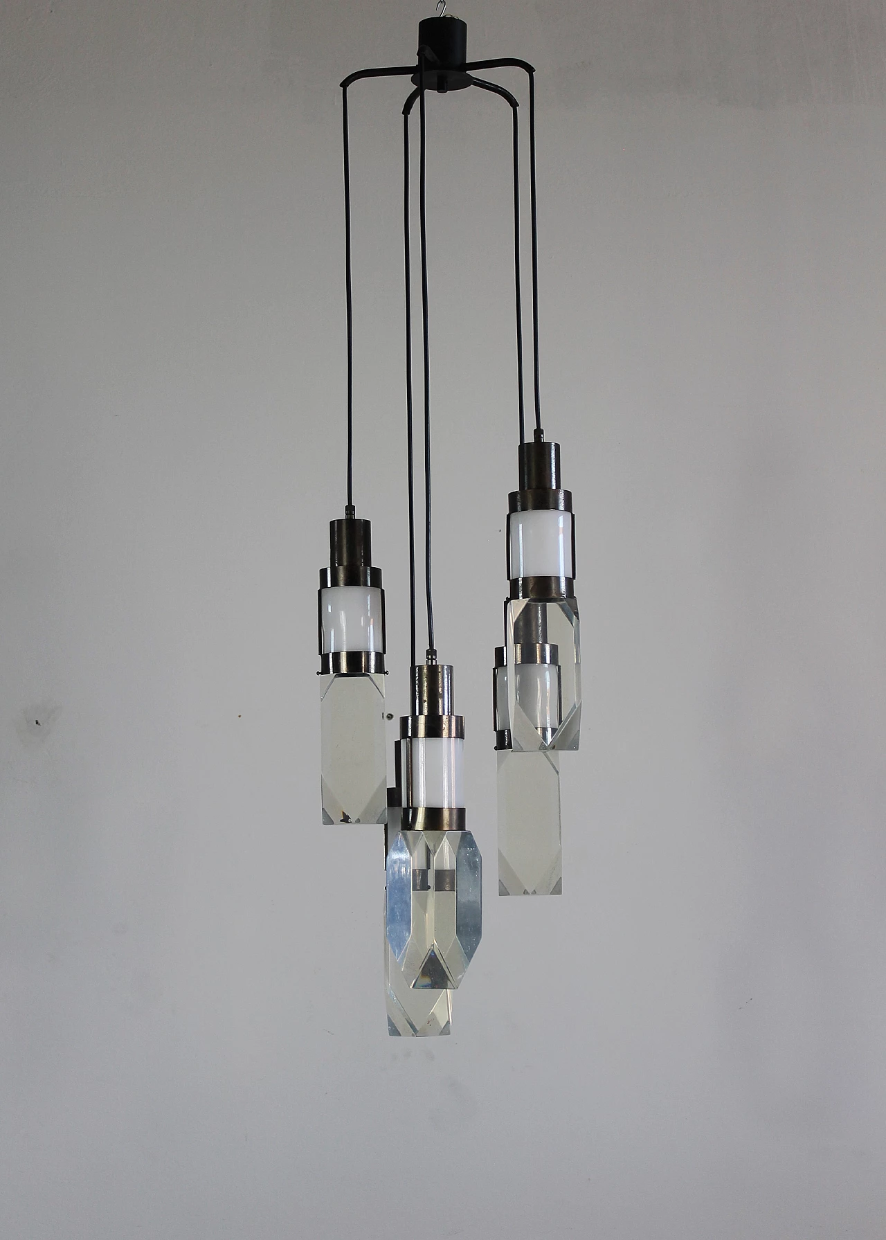 Metal and perspex chandelier by Gaetano Missaglia, 1970s 3