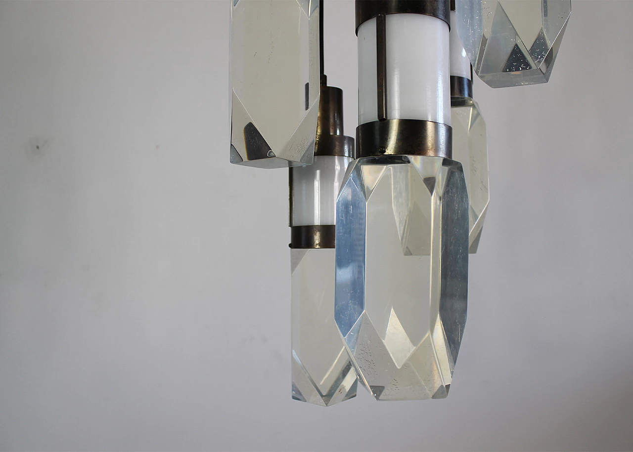 Metal and perspex chandelier by Gaetano Missaglia, 1970s 4