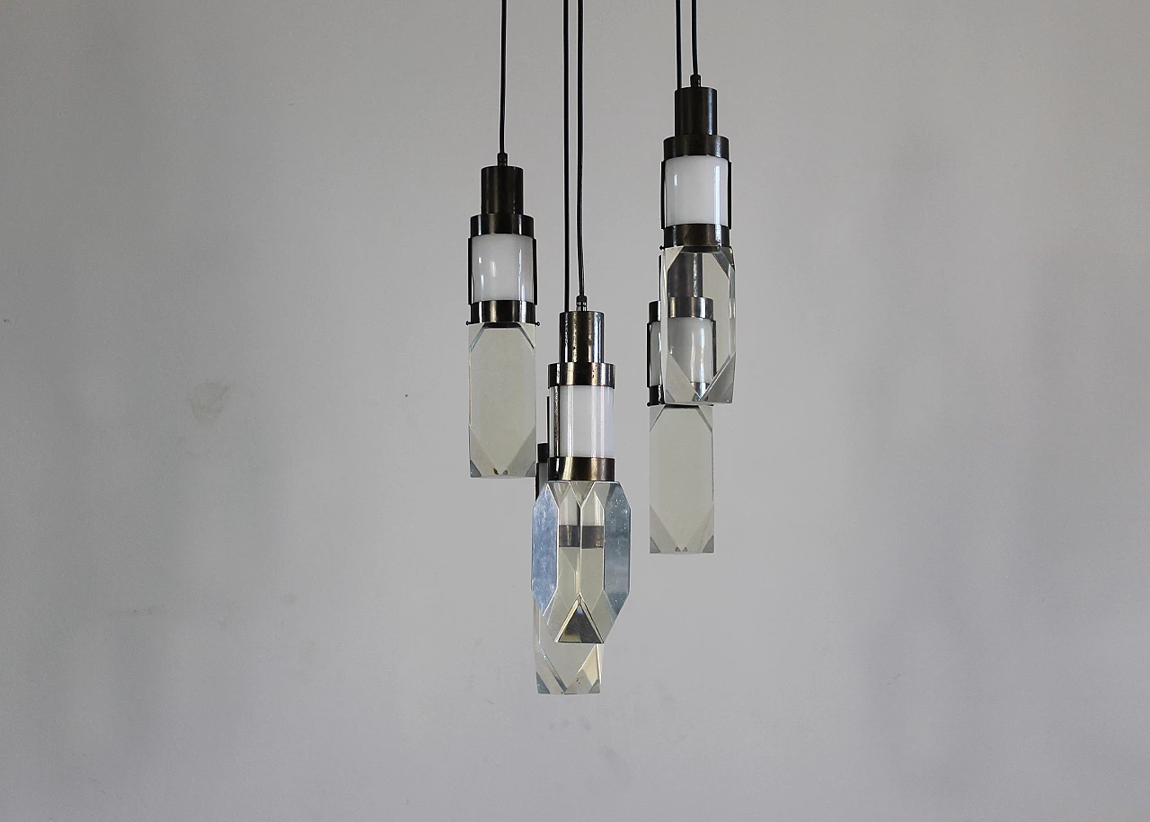 Metal and perspex chandelier by Gaetano Missaglia, 1970s 5