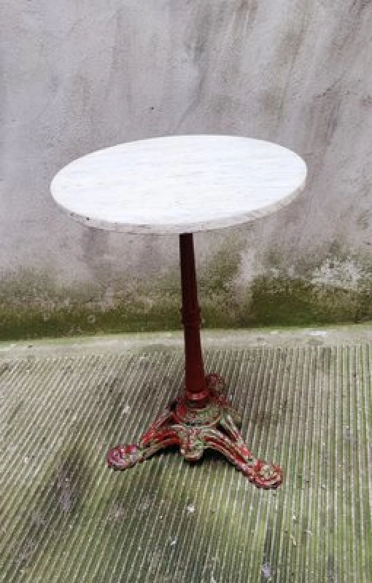 LDAILY Moccha Tavolo Da Bar Rotondo Girevole 360° E Altezza Regolabile 71-91 Cm - Piano In MDF Effetto Marmo, Base In Ferro, Bianco
