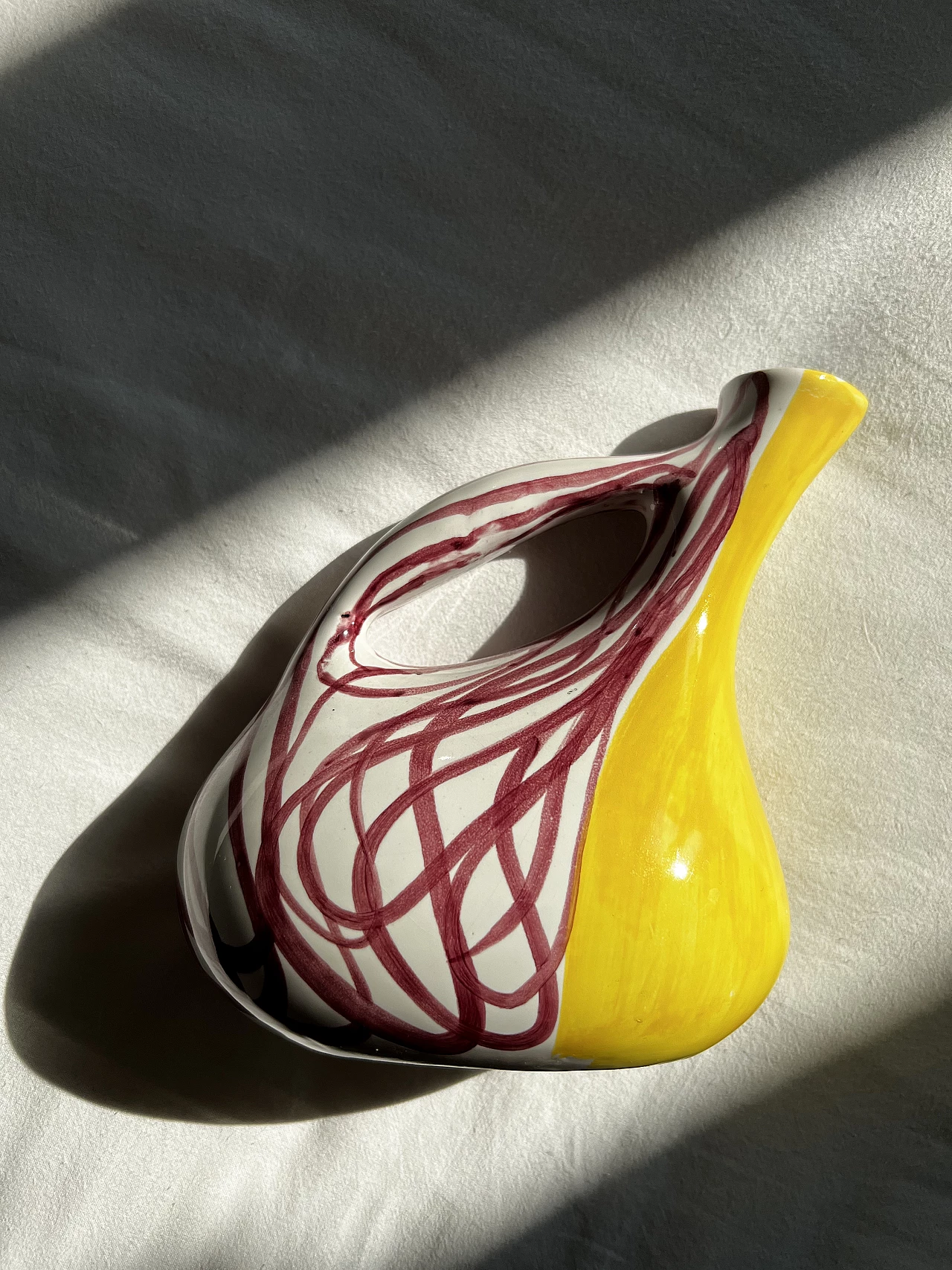 Polychrome ceramic pitcher by Deruta, 1950s 1