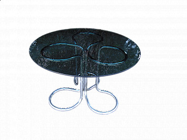 Chromed metal and glass table by Giotto Stoppino, 1960s