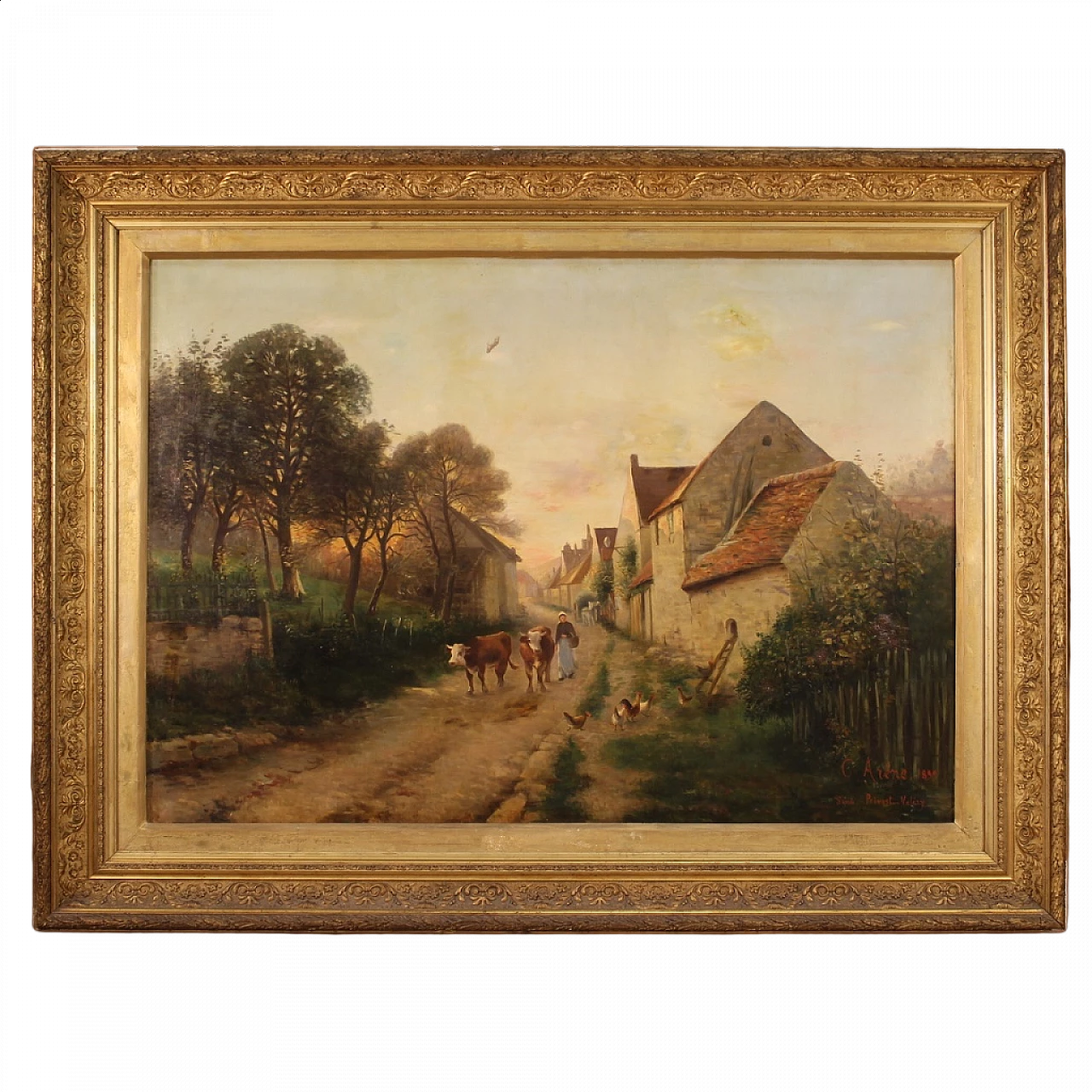 Paese di campagna, dipinto a olio su tela, 1899 16