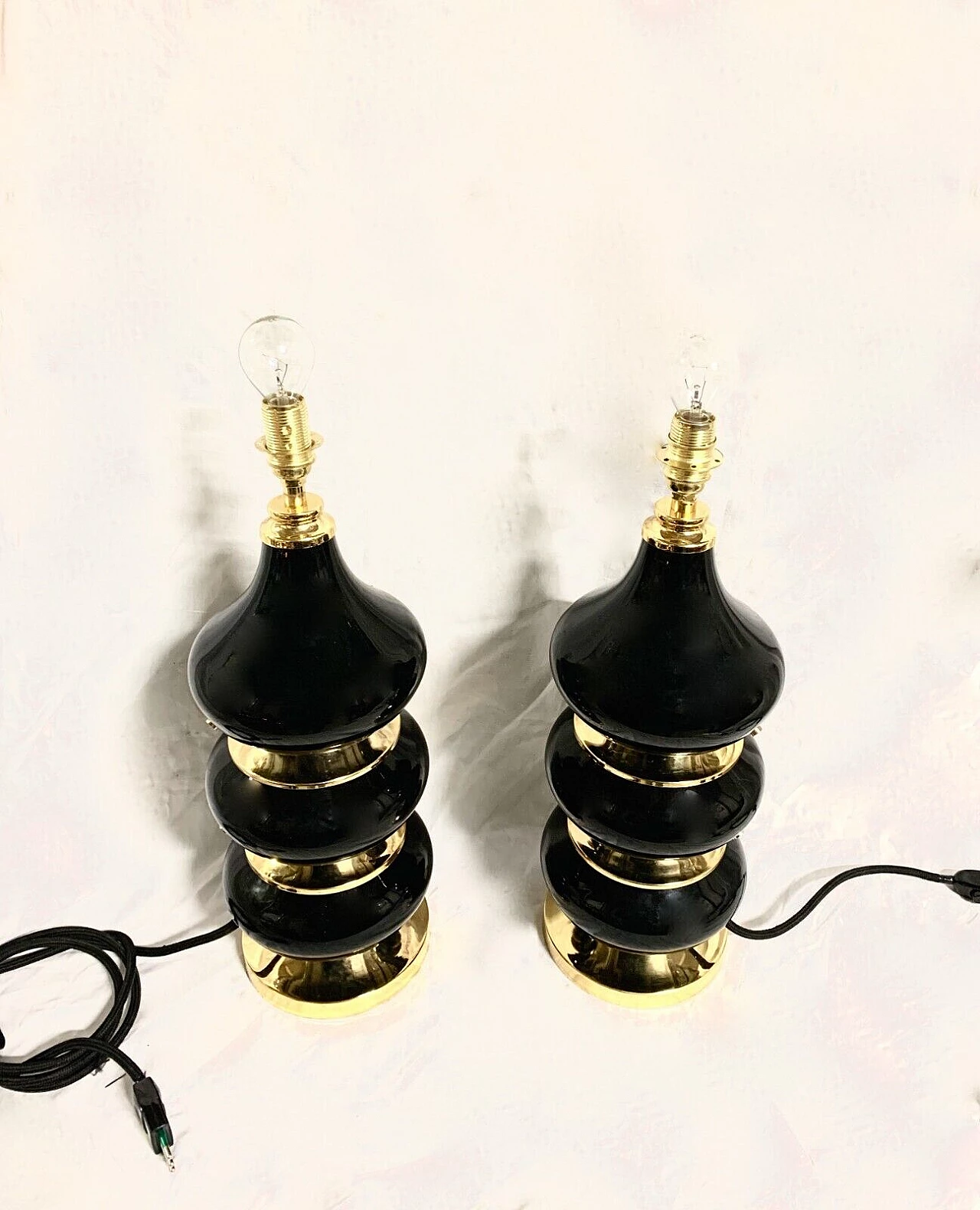 Coppia di lampade da tavolo in vetro viola attribuite a Seguso, anni '70 1