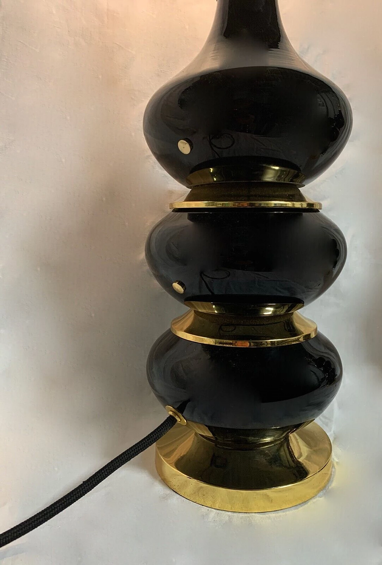 Coppia di lampade da tavolo in vetro viola attribuite a Seguso, anni '70 3