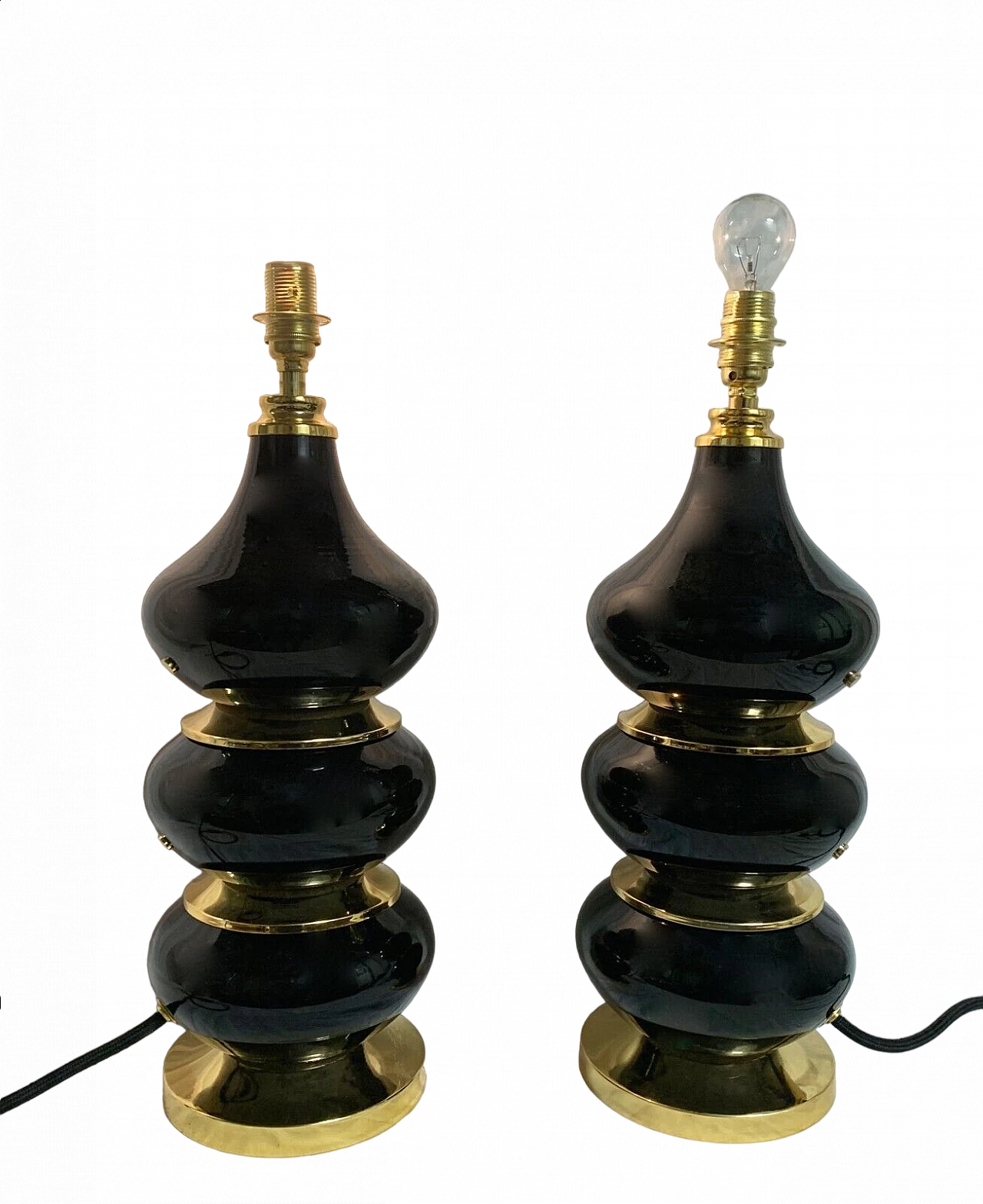 Coppia di lampade da tavolo in vetro viola attribuite a Seguso, anni '70 9