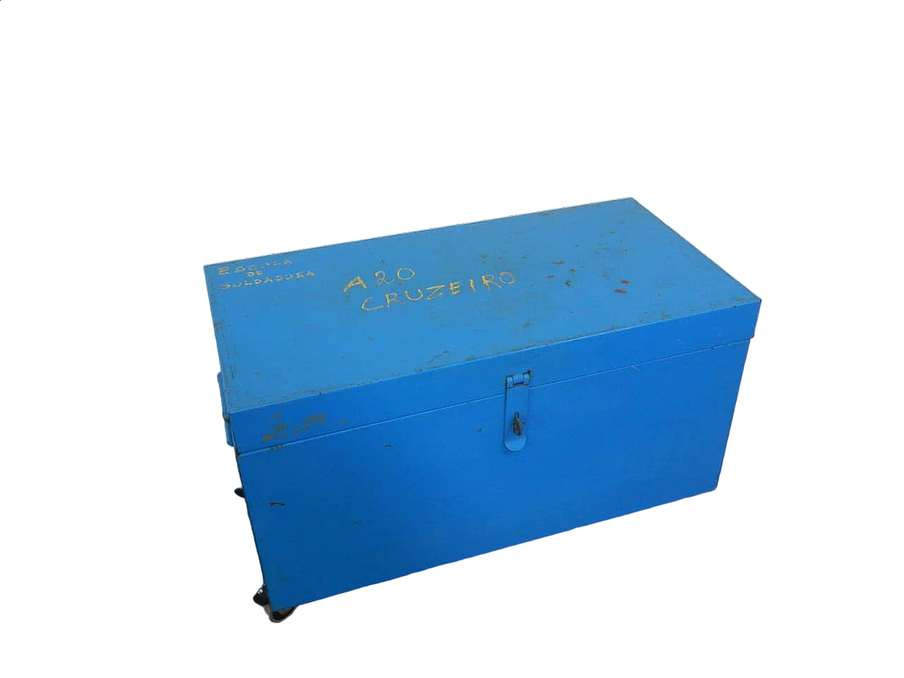 Light blue coloured iron chest, 1980s 8