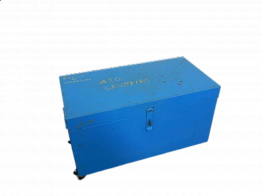 Light blue coloured iron chest, 1980s