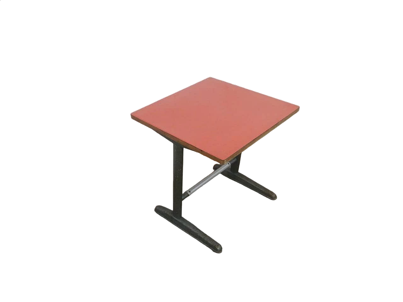 Iron school desk with beech and formica top, 1960s 9