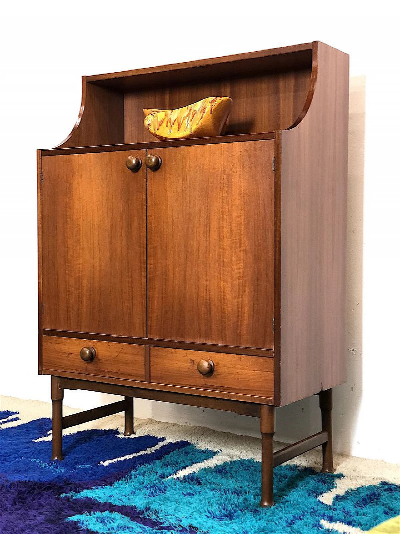 Credenza in legno massello impiallacciato teak, anni '60 1